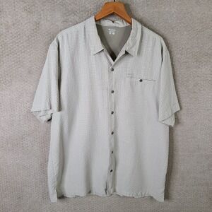Columbia Shirt Mens XL Beige Green‎ Check Button Down Modal Blend Omni Shade